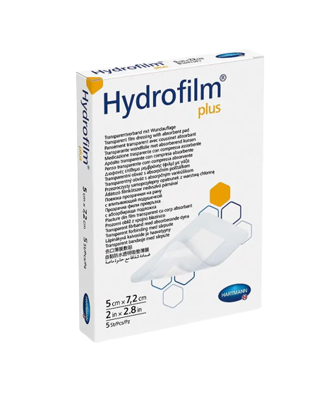 Пов’язка плівкова абсорбуючою подушечкою Hydrofilm® Plus 5х7,2см 50шт